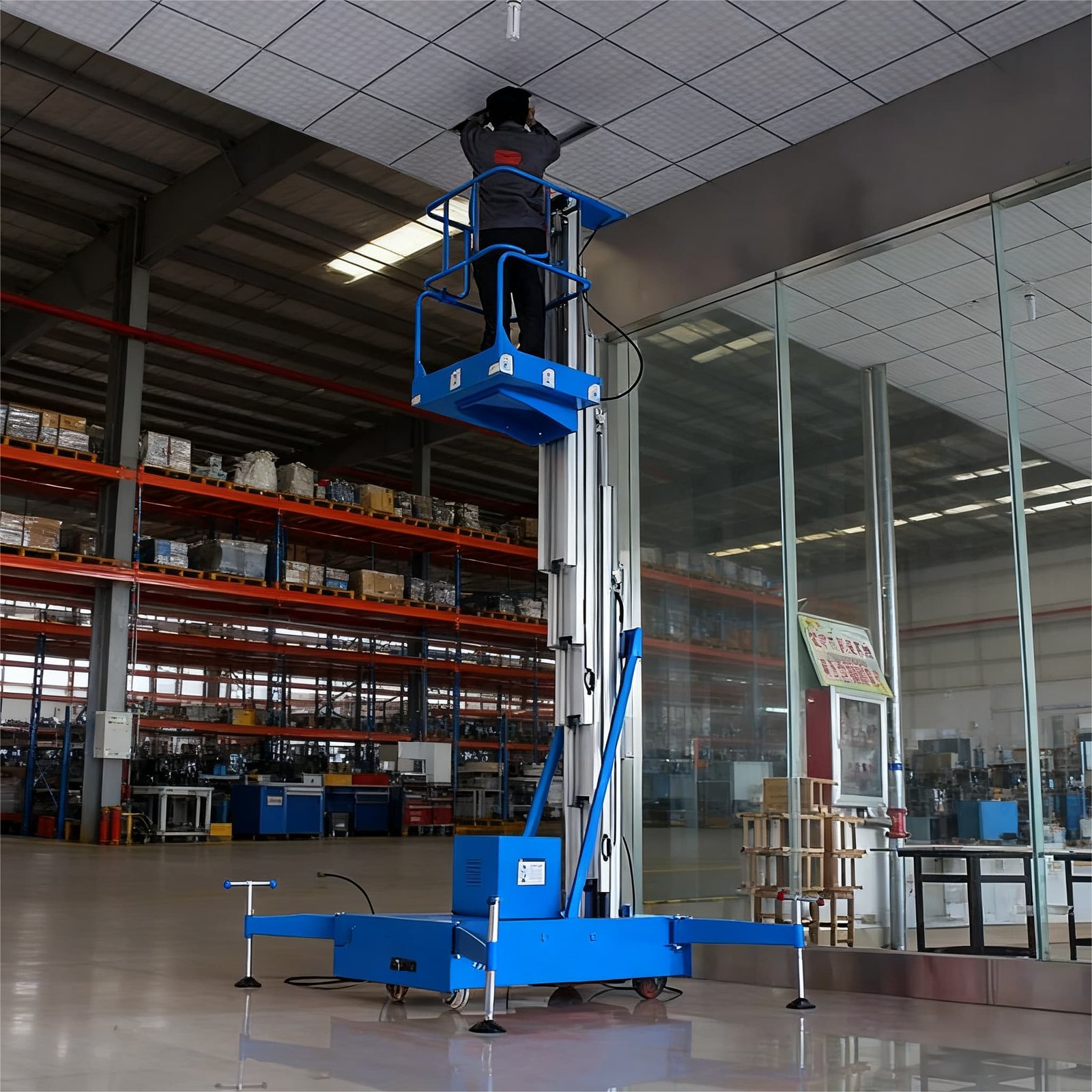 High Working Platform Aluminum Alloy Aerial Work Platform | Single & Double Mast Lifts ...