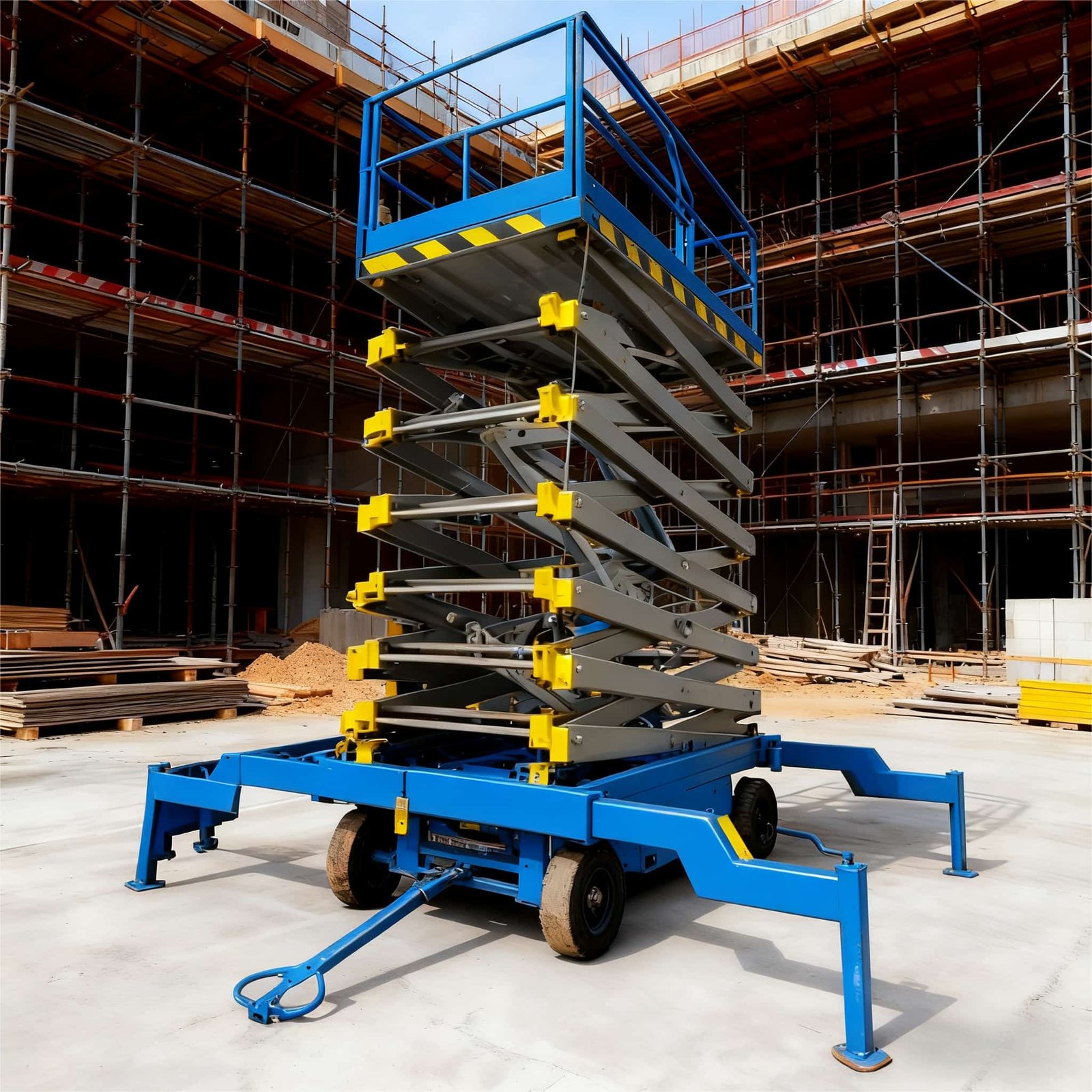 Towable scissor lifts are ideal for use on construction sites for maintenance, installation, and construction work.